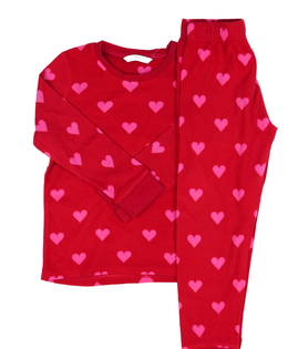Červené teplejší pyžamo se srdíčky M&S