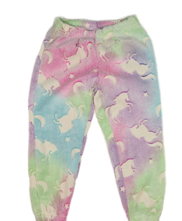 Batikované teplé pyžamové kalhoty s jednorožci