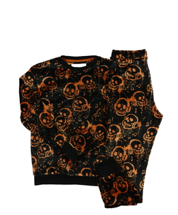 Černé teplé stylové pyžamo s lebkami F&F