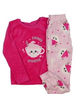 Růžové teplé pyžamo se šálkem