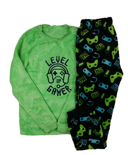 Zeleno-černé teplé herní pyžamo vel. 176