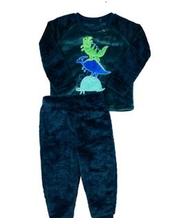 Tmavé hebké teplé dinosauří pyžamo Nutmeg 