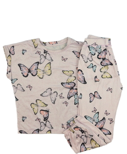 Světlé melírované pyžamo s motýlky 