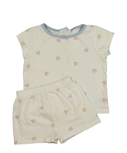 Krémové pyžamo se srdíčky 