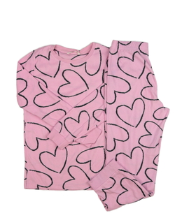 Růžové fleecové pyžamo se srdíčky M&S