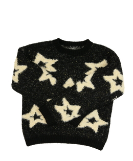 Černý žinylkový svetr s hvězdami Nutmeg