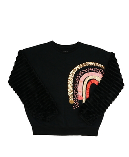 Černá mikina s chlupatými rukávy F&F