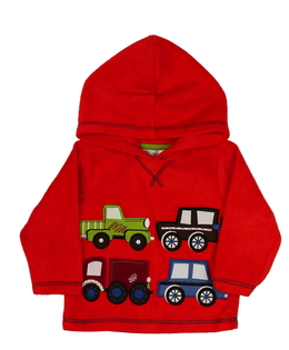 Červená fleecová mikina s auty M&Co