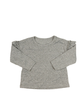 Šedý melírovaný slabý svetřík s volánky 