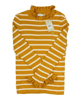 Nový hnědý svetr s bílými pruhy Primark 