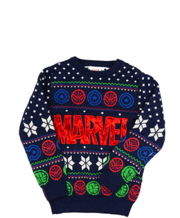 Tmavě modrý svetr s motivem Marvel 