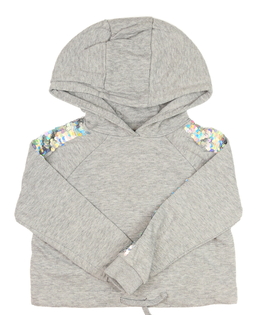 Šedá crop mikina s flitry Nutmeg 