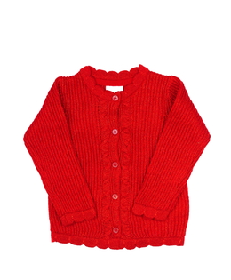 Červený lesklý propínací svetřík 