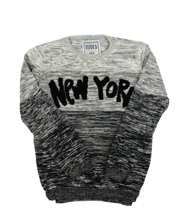 Šedo-černý přízový svetr 