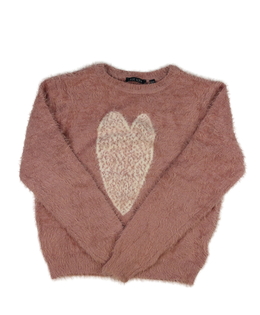 Růžový žinylkový svetr se srdcem 