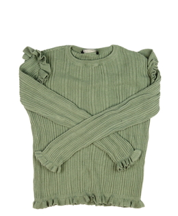 Zelený žebrovaný svetřík s volánky George