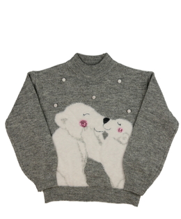 Šedý melírovaný svetr s medvědy Primark