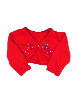 Červené bolerko s květinami 