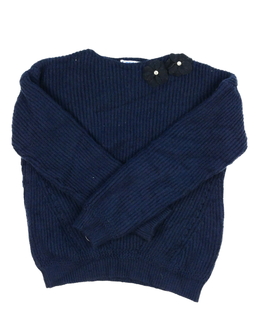 Tmavě modrý svetr s květinami Mayoral 