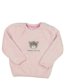 Světle růžová chlupatá mikina s medvědem Nutmeg