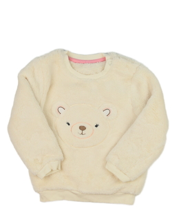 Krémová chlupatá mikina s medvědem Nutmeg