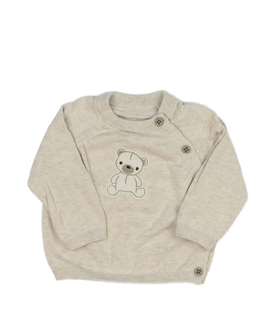 Hnědý melírovaný svetr s medvídkem Nutmeg