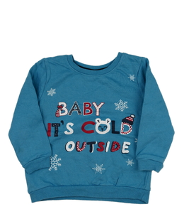 Modrá mikina se zimním motivem 