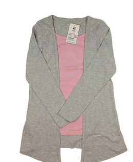 Nový šedý kardigan s růžovým všitým trikem 