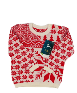 Nový bílý svetr s červenými vzory Tu 