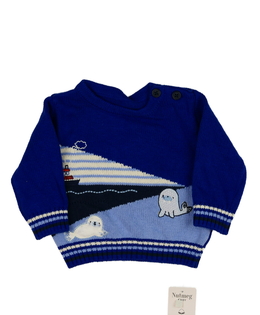 Nový modrý svetr se zvířátky Nutmeg