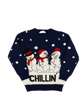 Tmavě modrý svetr se sněhuláky Primark 