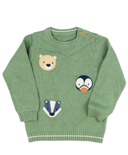 Nový zelený svetr se zvířátky Nutmeg