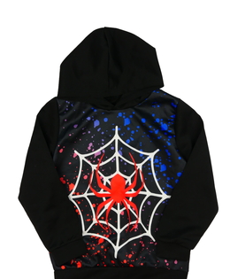 Černá stylová mikina s pavoukem 
