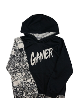 Černo-bílá herní slabá mikina 