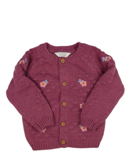 Tmavě růžový svetr s květinami Primark 