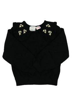 Černý svetr s květinami na límečku Zara