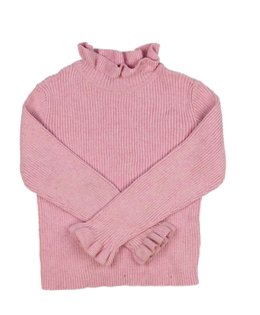 Růžový žebrovaný svetr