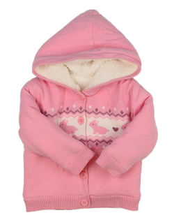 Růžový zimní svetr se zajíčky Nutmeg