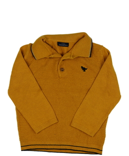 Hořčicový přízový svetr s límečkem Next