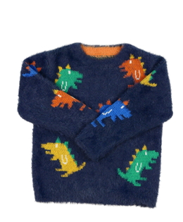 Modrý žinylkový svetr s dinosaurem George