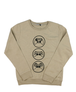 Hnědá mikina s herní tématikou 