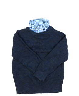 Modrý svetr s košilovým límečkem Next