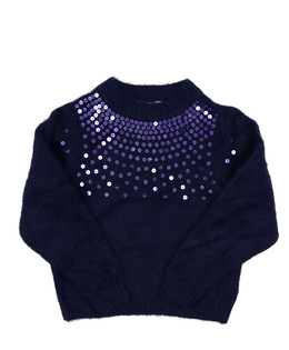 Modrý žinylkový svetr s flitry M&Co