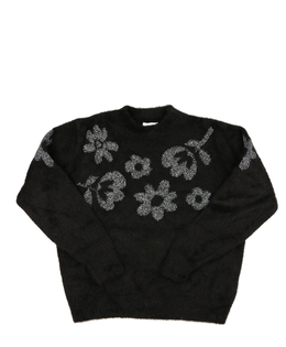 Šedý žinylkový svetr s květinami Next