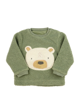 Zelená beránková mikina s medvědem Nutmeg