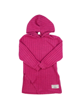 Růžová delší mikina s kapucí 