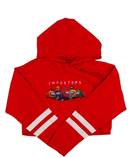 Červená slabá crop mikina 