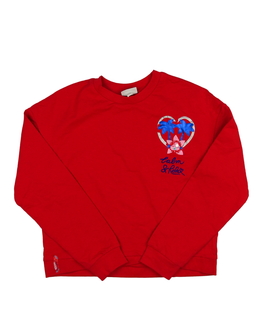 Červená crop mikina s palmami 