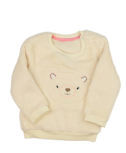 Krémová chlupatá mikina s medvídkem Nutmeg