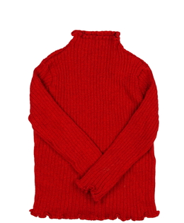 Červený žebrovaný svetr s metalickým vláknem Tu